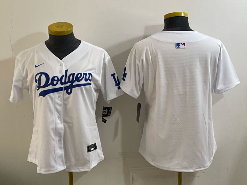 Women 2025 Los Angeles Dodgers Blank White Game Nike MLB Jersey style 001